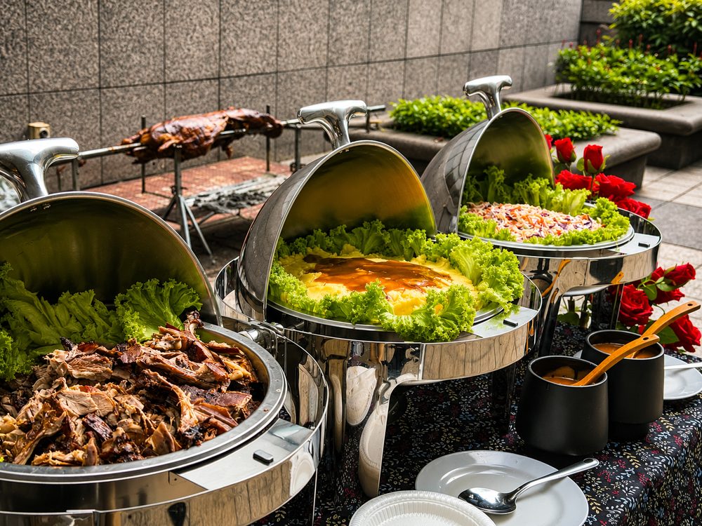 Joe Roast Lamb catering at a large formal event hall