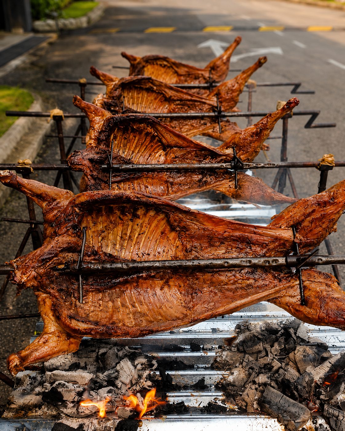 Slow-roasted ribs prepared by Joe Roast Lamb for a live catering event